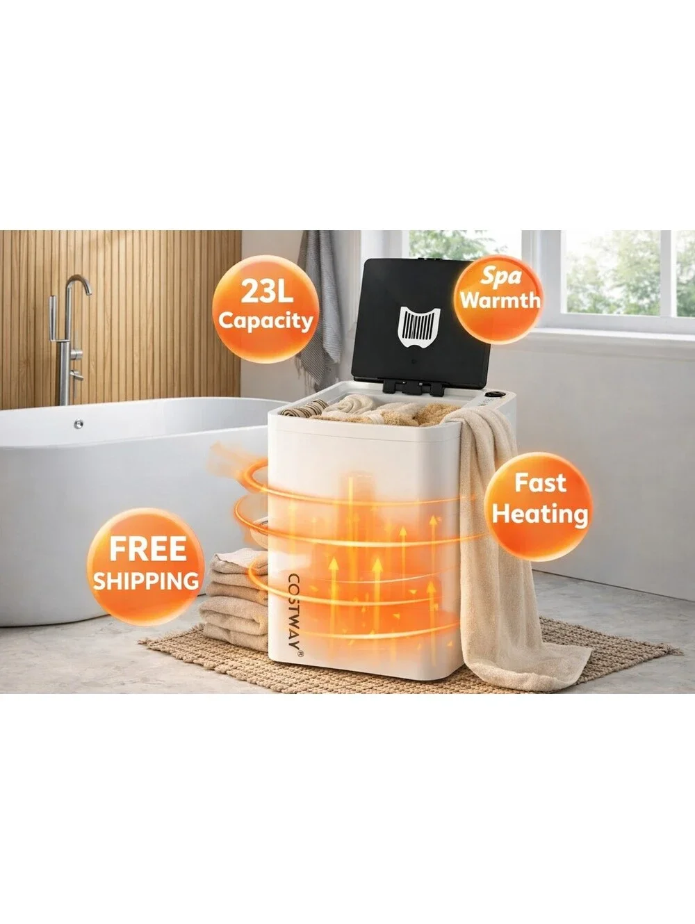 23L Towel Warmer Bucket Fast Heat Timer Blanket Spa Bathroom New
